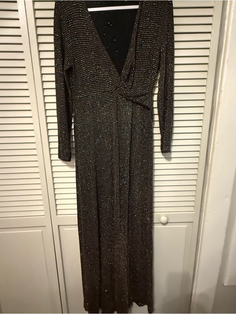 Stunning Old Hollywood Style Metallic Wrap Gown in Black and Gold